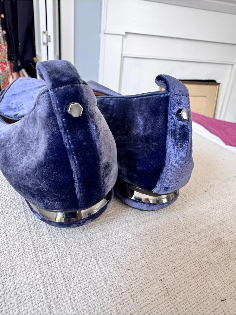 Nicholas Kirkwood Beya loafers in purple blue velvet. Size 38.5 EUC $595 retail